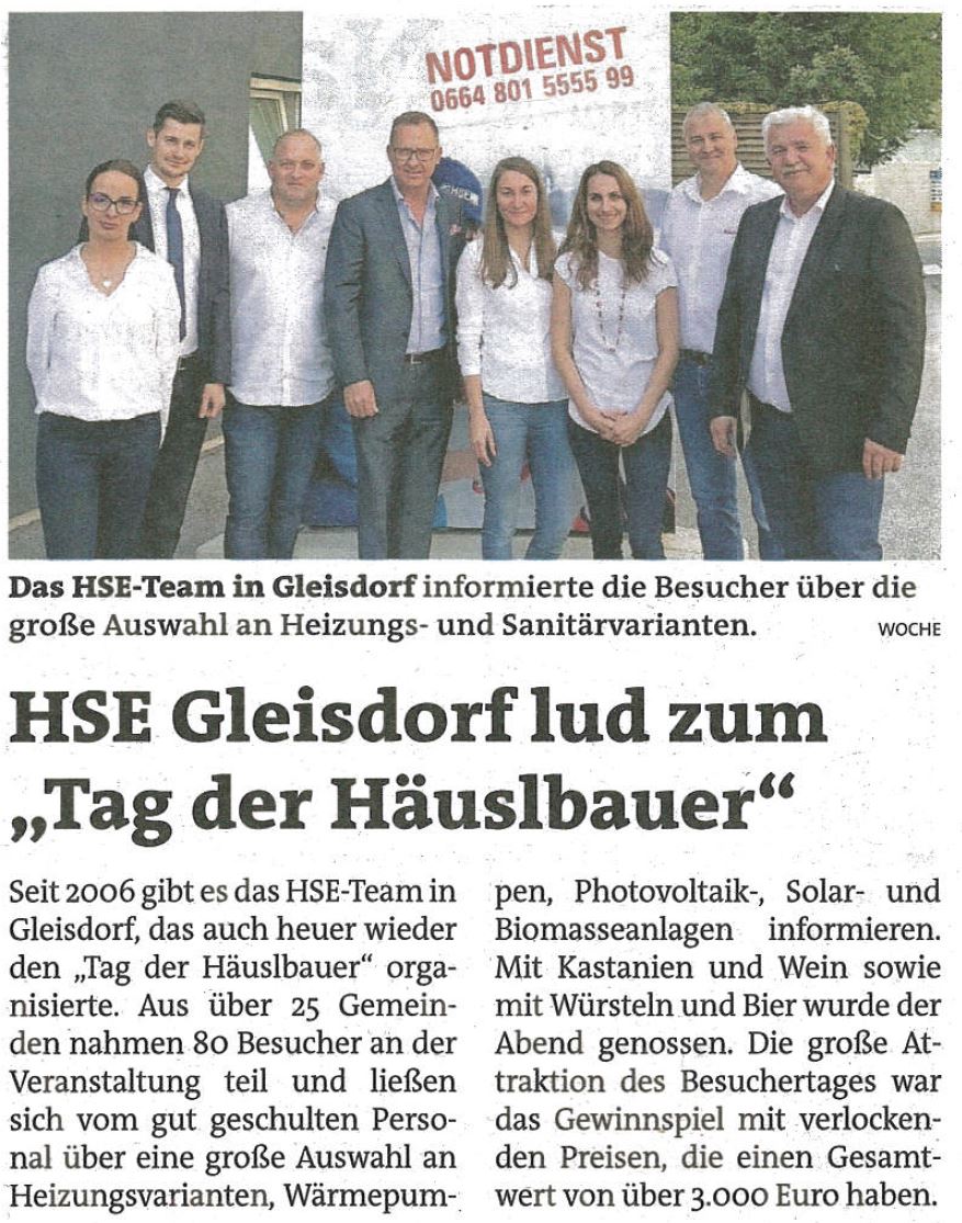 HSE-team Presse - WOCHE: Tag der Häuslbauer 2019