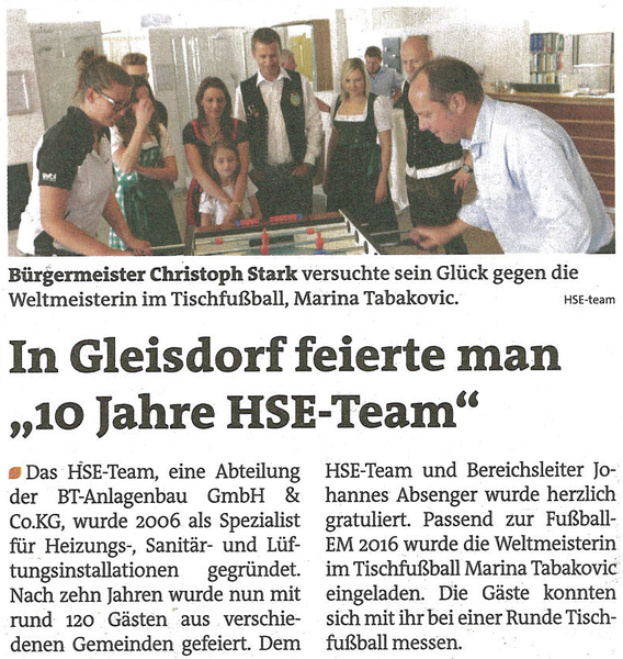 HSE-team Presse - WOCHE: 10 Jahre HSE-team 2016